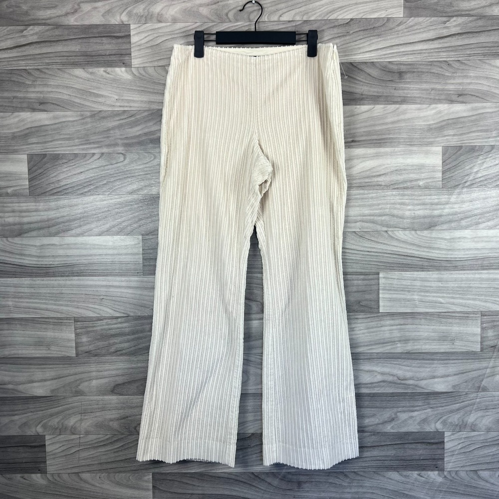 The Limited Ribbed Pants Women's Size 12 Cream Flare Leg Cotton‎ Mid Rise Preppy